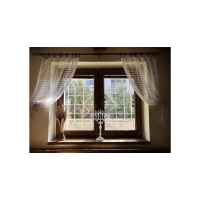 Chanukiá - Menorá de Óleo Prateada para Copos de Óleo Padrão e Velas Grandes - Ramos de Oliveira - 42 cm