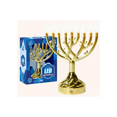 Chanukiá - Menorá de LED Árvore da Vida - Dourada - 20 cm
