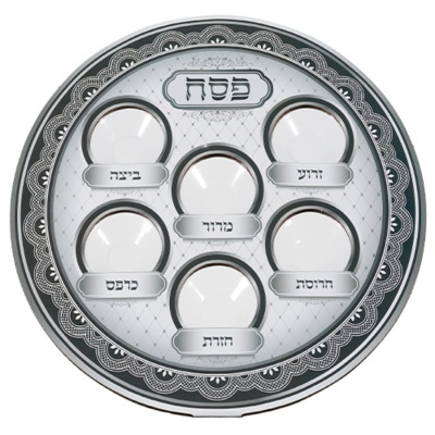 Prato de Pêssach de Papel-Cartão e Plástico 38 cm - Preto