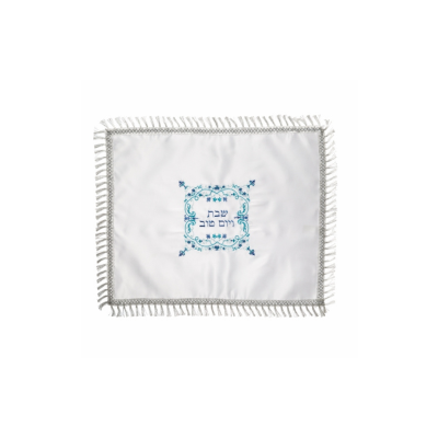 Cobertura de Chalá 48x58cm - Bordado Azul e Azul Claro