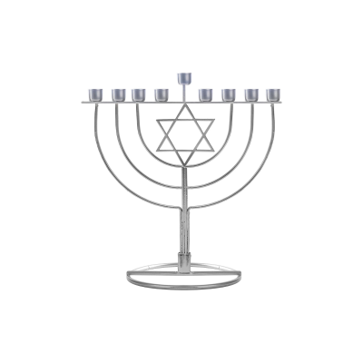 Chanukiá - Menorá com Estrela de David - Aramado Prateado - 18 cm (7")