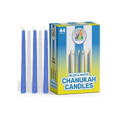 Velas de Chanucá - Azul e Branca - Tamanho Padrão (44 un.)