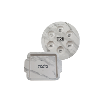 Pratos de Melamina para Matsá e Keará - Mármore Branco