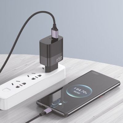 Cool | Carregador Universal Ultra Fast PD Tipo-C + USB COOL (65W + Cable Tipo-C) GaN Preto Cool | Carregador Universal Ultra Fast PD Tipo-C + USB COOL (65W + Cable Tipo-C) GaN Preto