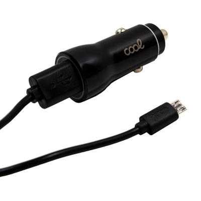 Cool | Carregador de telemóvel para o carro Cabo MicroUsb (2 x USB) COOL 2.4A Kit 2 em 1 Preto Cool | Carregador de telemóvel para o carro Cabo MicroUsb (2 x USB) COOL 2.4A Kit 2 em 1 Preto