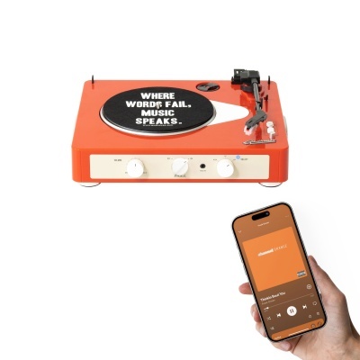 Gira-Discos Brad Retro MKII Tangerine – Design Vintage, Som Autêntico