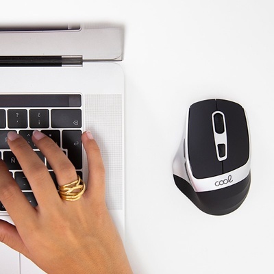 Cool | Rato Silencioso Sem Fios Ergonómico Preto-Prata