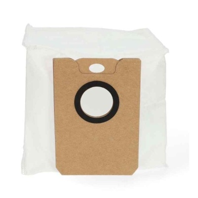 Saco de aspirador branco com base de cartão castanho e anel preto