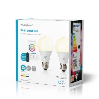 Nedis | 2 Lâmpadas LED coloridas SmartLife | Wi-Fi | E27 | 806 lm | 9W | RGB / Branco Quente a Frio | 2700 - 6500K | Android™/IOS | Bulb Nedis | 2 Lâmpadas LED coloridas SmartLife | Wi-Fi | E27 | 806 lm | 9W | RGB / Branco Quente a Frio | 2700 - 6500K | Android™/IOS | Bulb