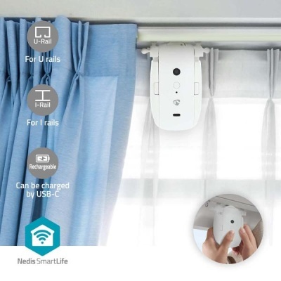 SmartLife Curtain Robot I Rail / U Rail | Cortinas / Drapes | Alimentado por bateria / Alimentado por USB | 4000 mAh | Bluetooth® | Branco SmartLife Curtain Robot I Rail / U Rail | Cortinas / Drapes | Alimentado por bateria / Alimentado por USB | 4000 mAh | Bluetooth® | Branco