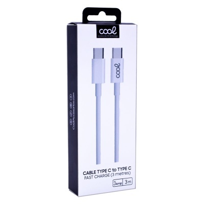 Cool | Cabo USB Universal TYPE-C a TYPE-C (3 metros) Branco 3 Amp
