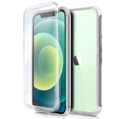 Capa COOL de Silicone 3D para iPhone 12 / 12 Pro (frente e verso transparentes)