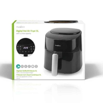 Air Fryer Nedis - Fritadeira de ar quente - 4,2 l | Temporizador: 240 min | Número de programas predefinidos: 8 | Digital