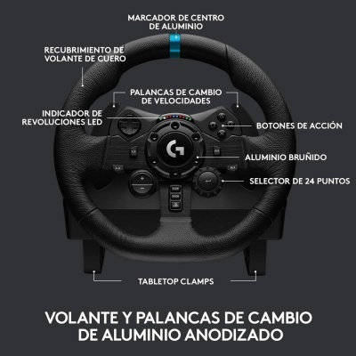 Logitech | Conjunto Volantes Pedais G923 Trueforce Compatível com PS4, PS5 e PC - Indicador LEDs RPM - Rotação de 900º - Efeito Force Feedback com Trueforce - Travão Progressivo - Volante Alumínio, Couro e Aço - Pedais Ajustáveis