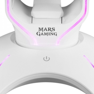 Suporte para auscultadores Mars Gaming MHHX 2 em 1 - Iluminação RGB Flow - 2 portas USB 2.0 - Branco
