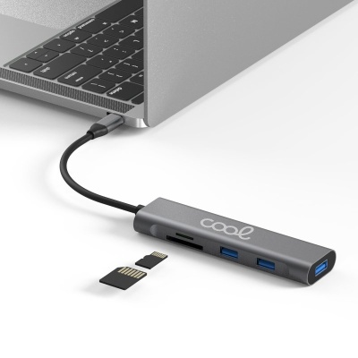 Cool | Universal Type-C Hub 5 em 1 Alumínio (3 x USB 3.0 + SD + Micro SD)