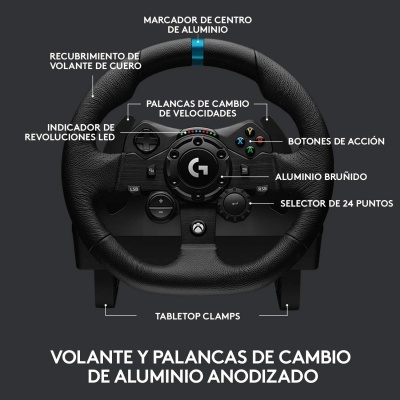 Logitech | Conjunto Volantes Pedais G923 Trueforce compatível com Xbox Series X/S, Xbox One e PC - Indicador LEDs RPM - Rotação de 900º - Efeito Force Feedback com Trueforce - Travão Progressivo - Volante Alumínio, Couro e Aço - Pedais Ajustáveis