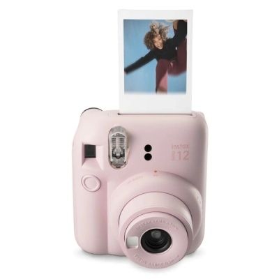 Câmara Instantânea Fujifilm Instax Mini 12 Rosa – Selfies, Diversão e Memórias Instantâneas