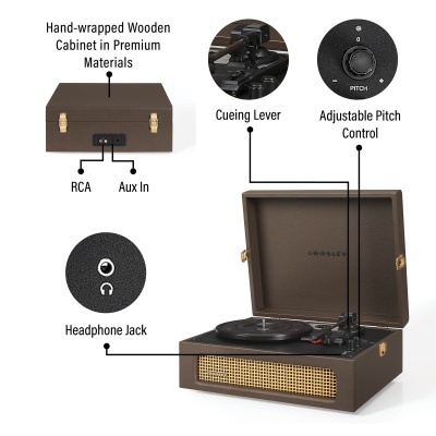 Gira-discos Crosley Voyager Cocoa