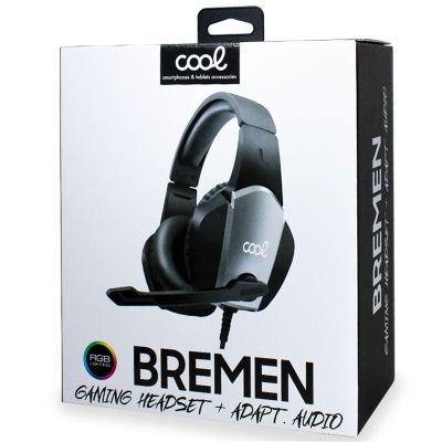 Cool | Auscultadores estéreo para PC / PS4 / PS5 / Xbox COOL Bremen Illumination + Adapt. áudio