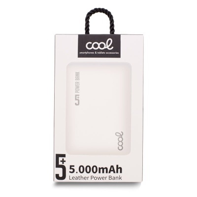 Cool | Bateria Externa Power Bank 5000 mAh COOL Leather Branco