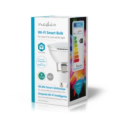 Nedis | Lâmpada LED SmartLife | Wi-Fi | GU10 | 400 lm | 5W | Branco Quente / Branco Frio | 2700 - 6500 K | A+ | Android ™ e iOS | Diâmetro: 50 mm | PAR16 Nedis | Lâmpada LED SmartLife | Wi-Fi | GU10 | 400 lm | 5W | Branco Quente / Branco Frio | 2700 - 6500 K | A+ | Android ™ e iOS | Diâmetro: 50 mm | PAR16