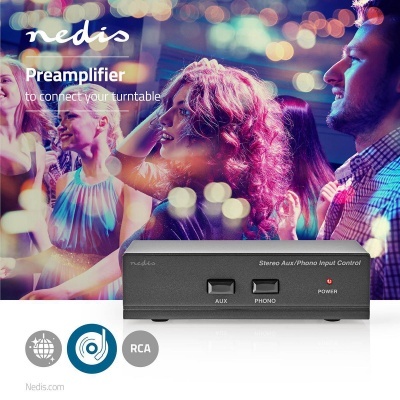 Pré-amplificador | Entrada de conexão: 2x (2x RCA) | Saída de conexão: 1x (2x RCA) | 2 canais | AUX / Phono / Turntable | Manual | Preto