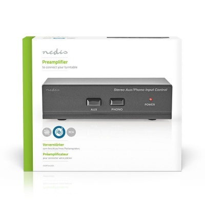 Pré-amplificador | Entrada de conexão: 2x (2x RCA) | Saída de conexão: 1x (2x RCA) | 2 canais | AUX / Phono / Turntable | Manual | Preto