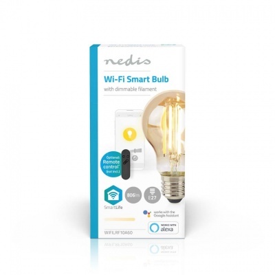 Nedis | Lâmpada de filamento LED SmartLife | Wi-Fi | E27 | 806 lm | 7W | Branco Quente | 1800 - 3000K | Vidro | Android™/IOS | Bulb