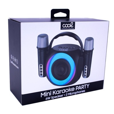 Coluna musical Bluetooth universal 6W COOL Mini Karaokê Party + 2 Microfones Preto Coluna musical Bluetooth universal 6W COOL Mini Karaokê Party + 2 Microfones Preto