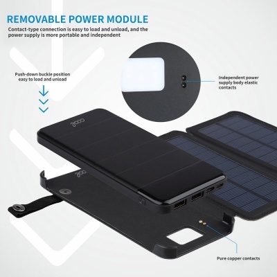 Bateria Externa Universal Power Bank 10.000 mAh Magnetic + 4 Panéis Solares COOL Preto