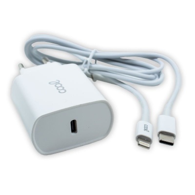 Cool | Carregador de rede para iPhone COOL TYPE-C Entrada PD + Cabo Tipo C - Lightning 1,2 metros (20 W) Cool | Carregador de rede para iPhone COOL TYPE-C Entrada PD + Cabo Tipo C - Lightning 1,2 metros (20 W)