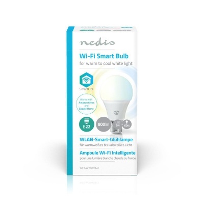 Lâmpada LED SmartLife Wi-Fi | B22 | 800 lm | 9 W | Branco Quente | 2700 K | Classe energética: A+ | Android™ / IOS | A60 | 1 uds. Lâmpada LED SmartLife Wi-Fi | B22 | 800 lm | 9 W | Branco Quente | 2700 K | Classe energética: A+ | Android™ / IOS | A60 | 1 uds.