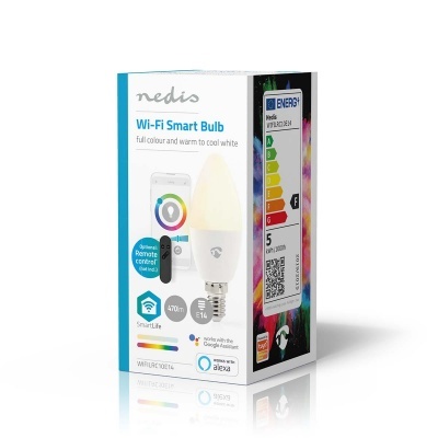 Nedis | Lâmpada Wi-Fi | E14 | 470 lm | 4.9 W | RGB / Branco Quente a Frio | 2700 - 6500 K | Android™ / IOS | Vela | 1 pcs