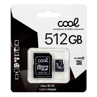 Cartão Micro SD de 512 GB com adaptador em embalagem
