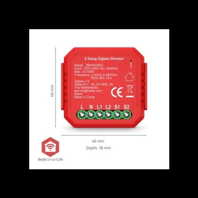 Módulo integrado SmartLife Dimmer duplo Triac | Zigbee 3.0 | 2x100 W | Ligação por terminal | Aplicação disponível para: Android™ / IOS