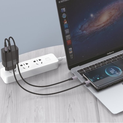 Cool | Carregador Universal Ultra Fast PD Tipo-C + USB COOL (65W + Cable Tipo-C) GaN Preto Cool | Carregador Universal Ultra Fast PD Tipo-C + USB COOL (65W + Cable Tipo-C) GaN Preto