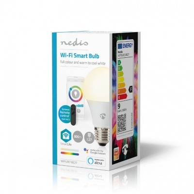 Nedis | Lâmpada LED colorida SmartLife | Wi-Fi | E27 | 806lm | 9W | RGB / Branco Quente a Frio | 2700 - 6500K | Android™/IOS | Bulb