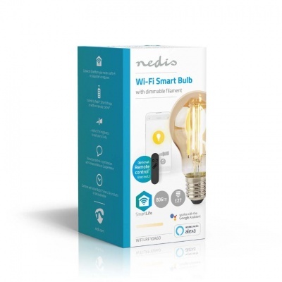 Nedis | Lâmpada de filamento LED SmartLife | Wi-Fi | E27 | 806 lm | 7W | Branco Quente | 1800 - 3000K | Vidro | Android™/IOS | Bulb