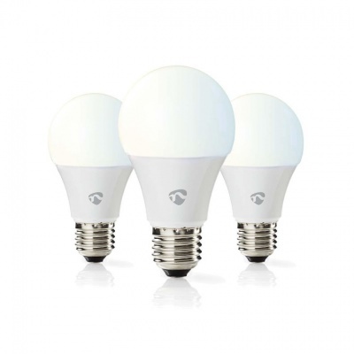 Nedis | 3 Lâmpadas LED SmartLife | Wi-Fi | E27 | 806 lm | 9 W | Quente para Branco Frio | 2700 - 6500 K | Classe energética: F | Android ™ / IOS | Bulb
