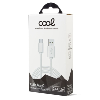 Compatível com cabo USB COOL Universal TYPE-C (1,2 metros) Branco 2,4 Amp