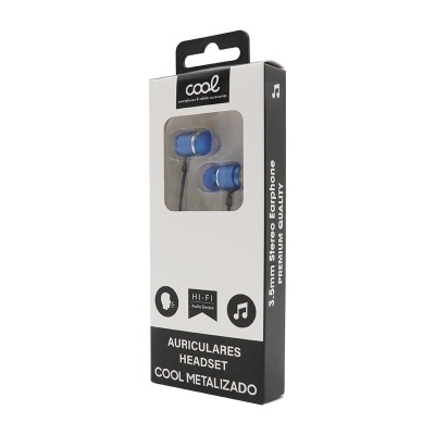 Cool | Fones de ouvido 3,5 mm COOL metálico estéreo com micro Azul