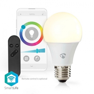 Nedis | Lâmpada LED colorida SmartLife | Wi-Fi | E27 | 806lm | 9W | RGB / Branco Quente a Frio | 2700 - 6500K | Android™/IOS | Bulb
