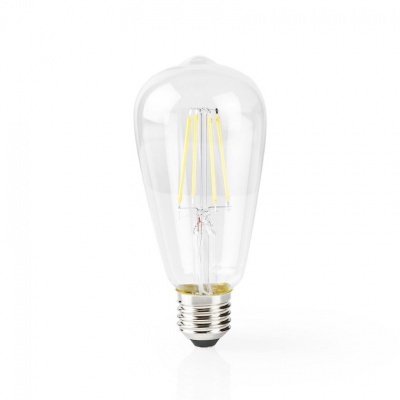 Nedis | Lâmpada de filamento LED SmartLife | Wi-Fi | E27 | 500 lm | 5 W | Branco Quente | 2700 K | Crystal | Android ™ e iOS | Diâmetro: 64 mm | ST64