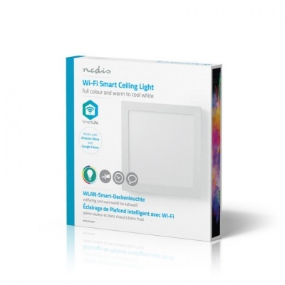 Nedis | Luz de teto | Wi-Fi | Branco Frio / RGB / Branco Quente | Square | 30 x 30 x 3,8 cm | 1400 lm | 2700 - 6500 K | IP20 | Classe energética: A | Android ™ e iOS