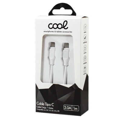 Embalagem de cabo tipo C branco da marca cool para smartphones e tablets