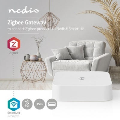 Nedis | Wi-Fi / Zigbee | 40 Dispositivos | Alimentado por USB | Android™ & iOS | Branco Nedis | Wi-Fi / Zigbee | 40 Dispositivos | Alimentado por USB | Android™ & iOS | Branco