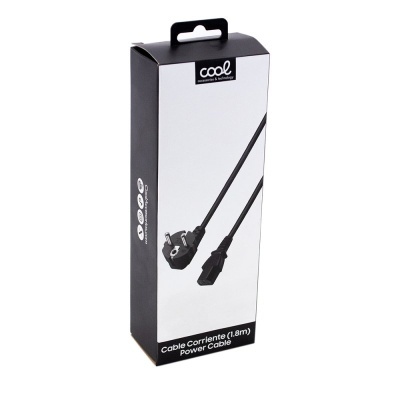 Embalagem de cabo de corrente preto de 1,8 metros com texto