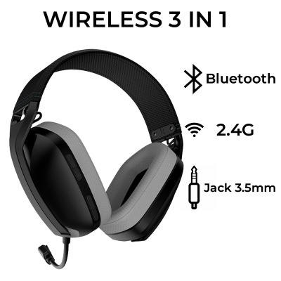 Auscultadores estéreo para PC / PS4 / PS5 Gaming Sem Fio COOL Newton 3 em 1 Preto Auscultadores estéreo para PC / PS4 / PS5 Gaming Sem Fio COOL Newton 3 em 1 Preto