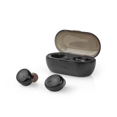 Nedis | Fones de ouvido True Wireless Bluetooth® | Tempo máximo da bateria: 3 horas | Controlo por Toque | Estojo de Carregamento | Microfone embutido | Suporte de controle de voz | Preto